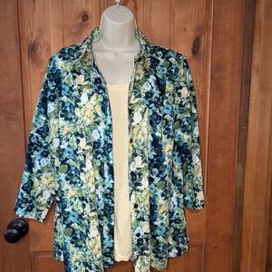 Breckenridge Floral Button Down Shirt -‎ Blue and Green